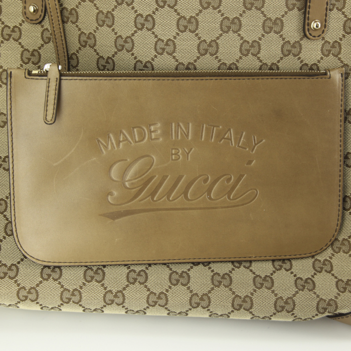 Bolso Cabás Gucci en lona Monogram bicolor beige y color topo y cuero color topo - Detail D3
