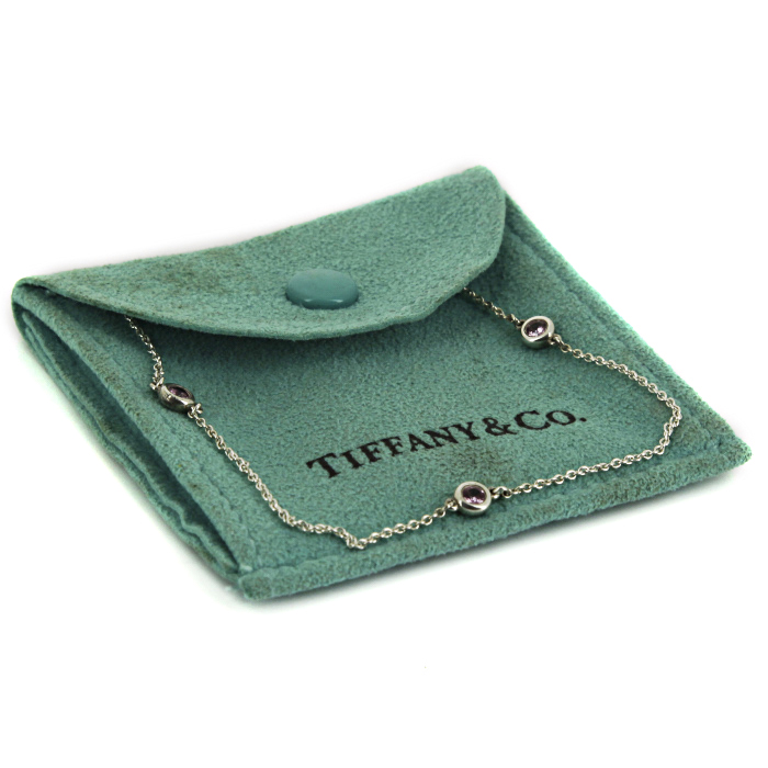 Collar Tiffany & Co Color by The Yard en plata y zafiros rosas - Detail D2