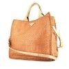 Prada shopping bag in powder pink braided leather - 00pp thumbnail