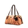 Prada handbag in pink and beige bicolor canvas and brown leather - 00pp thumbnail
