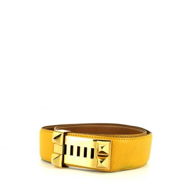 Ceinture Hermes Médor en cuir epsom jaune