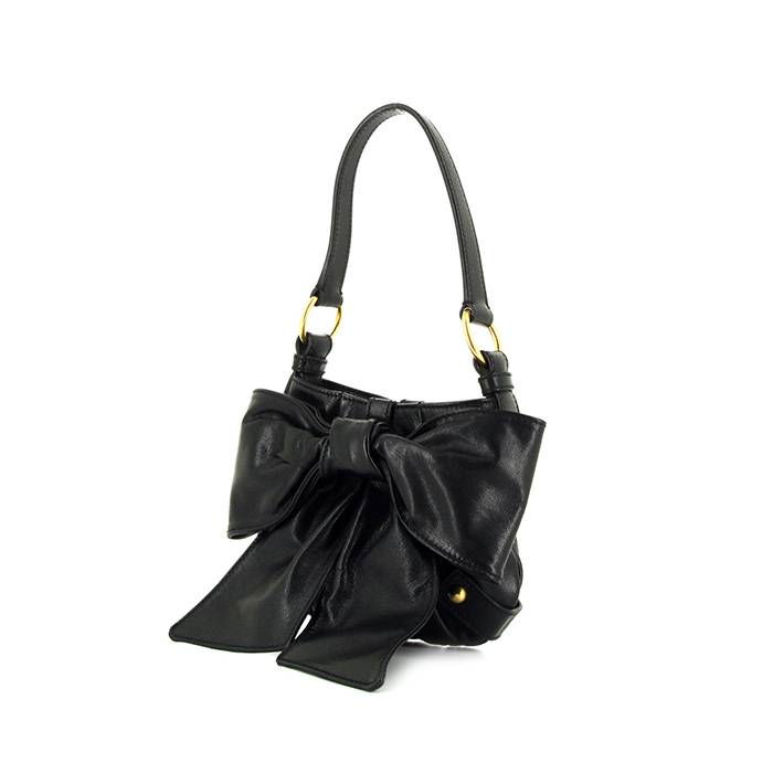 Bolso de mano Saint Laurent Bow modelo pequeño en cuero granulado negro