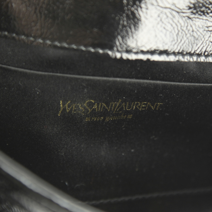 Pochette-ceinture Saint Laurent en cuir vernis noir - Detail D3