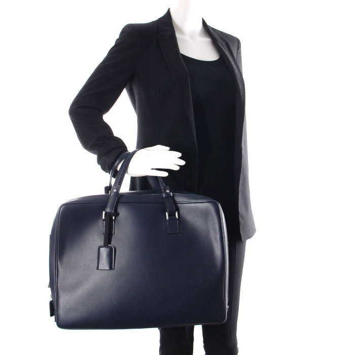 Sac 24 heures en cuir bleu-marine - Detail D1