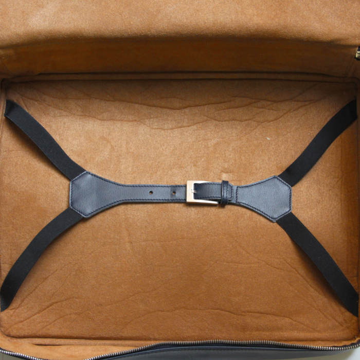 Sac 24 heures en cuir bleu-marine - Detail D4