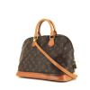 Louis Vuitton Alma shoulder bag in brown monogram canvas and natural leather - 00pp thumbnail