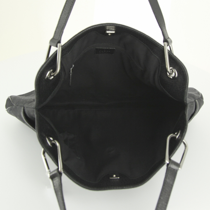 Gucci Eclipse handbag in monogram canvas and black leather - Detail D2
