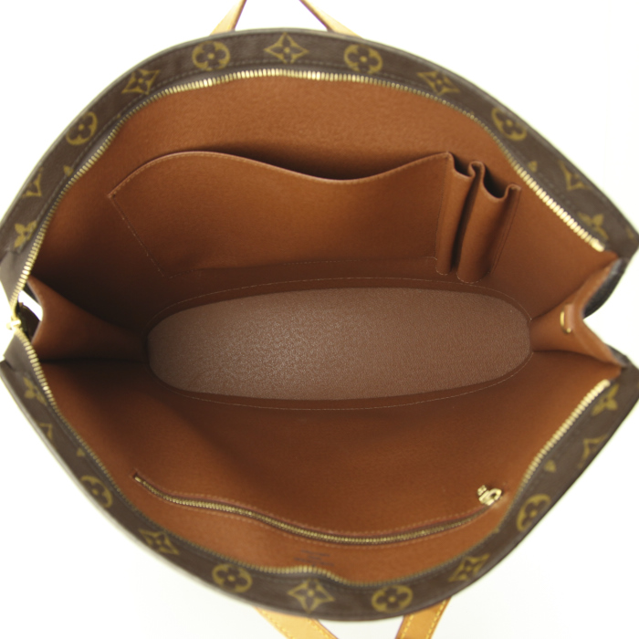 Bolso de mano Louis Vuitton en lona Monogram revestida marrón y cuero natural - Detail D2