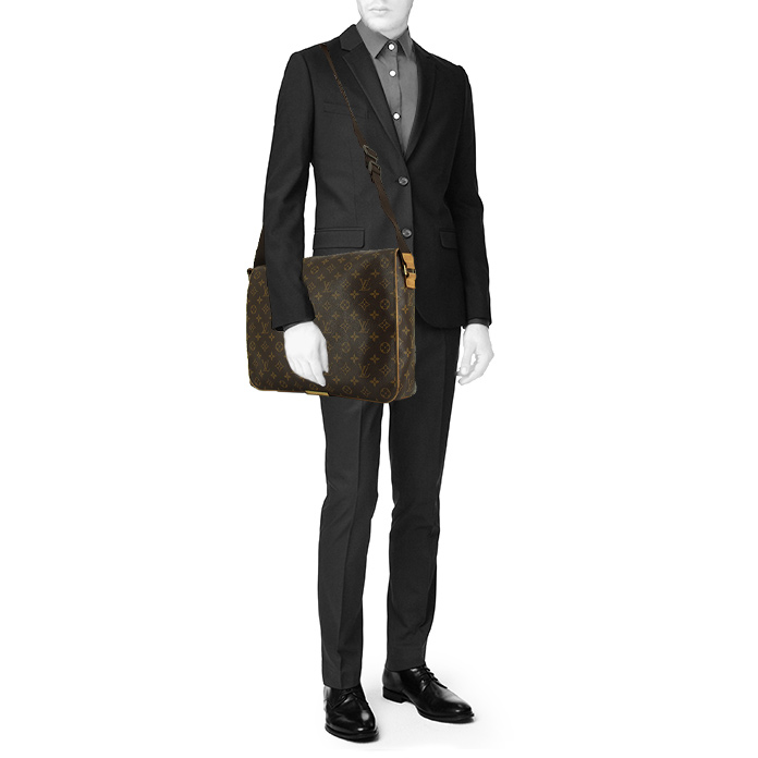 Louis Vuitton District messenger bag in brown monogram canvas and natural leather - Detail D1