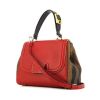 Fendi Silvana shoulder bag in red leather and brown printed patern canvas - 00pp thumbnail