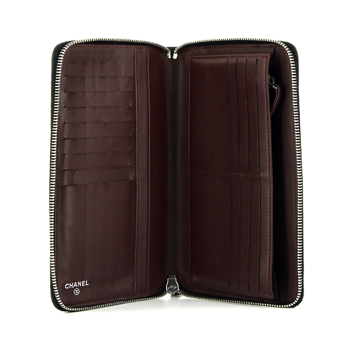 Portafogli lungo in pelle trapuntata nera - Detail D2