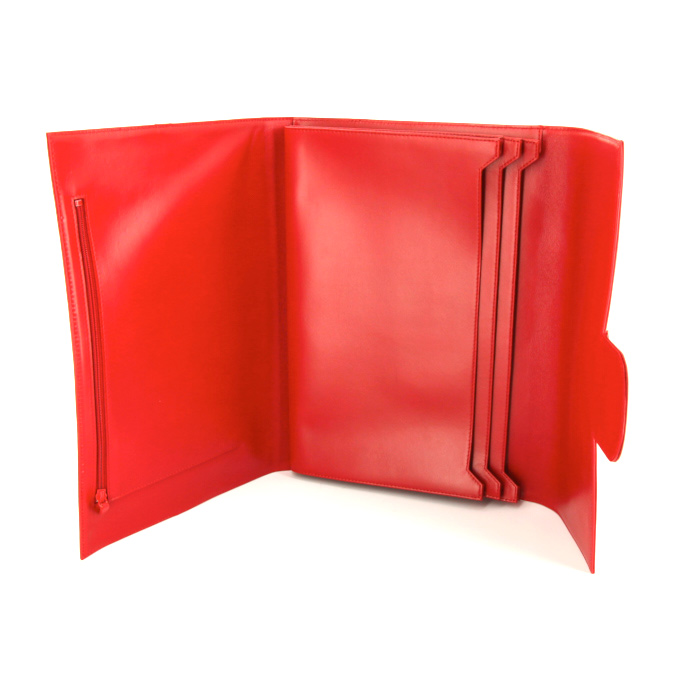 Pochette Louis Vuitton Poche-documents en cuir rouge - Detail D2