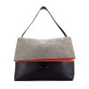 Celine All Soft Shoulder bag in grey, black and coral tricolor suede - 360 thumbnail