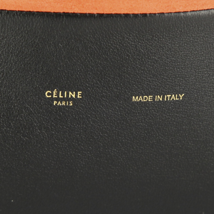 Celine All Soft Shoulder bag in grey, black and coral tricolor suede - Detail D4