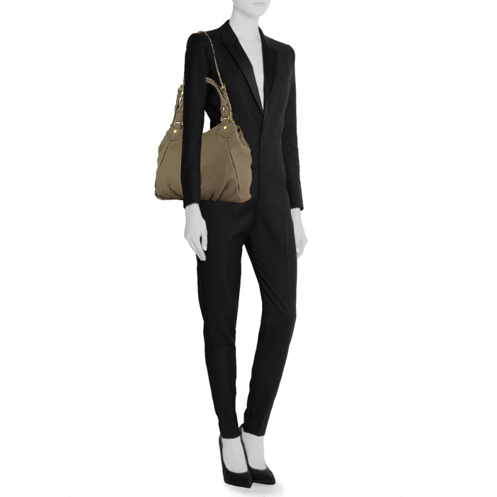 Sac à main Marc Jacobs en cuir grainé beige - Detail D1