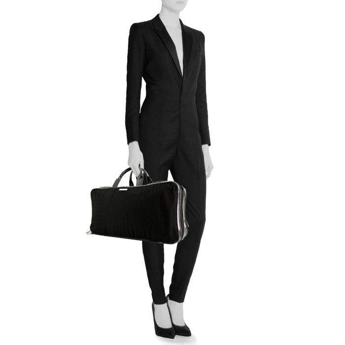 Sac de voyage Gucci Gucci Bagage en toile noire et cuir vernis noir - Detail D1