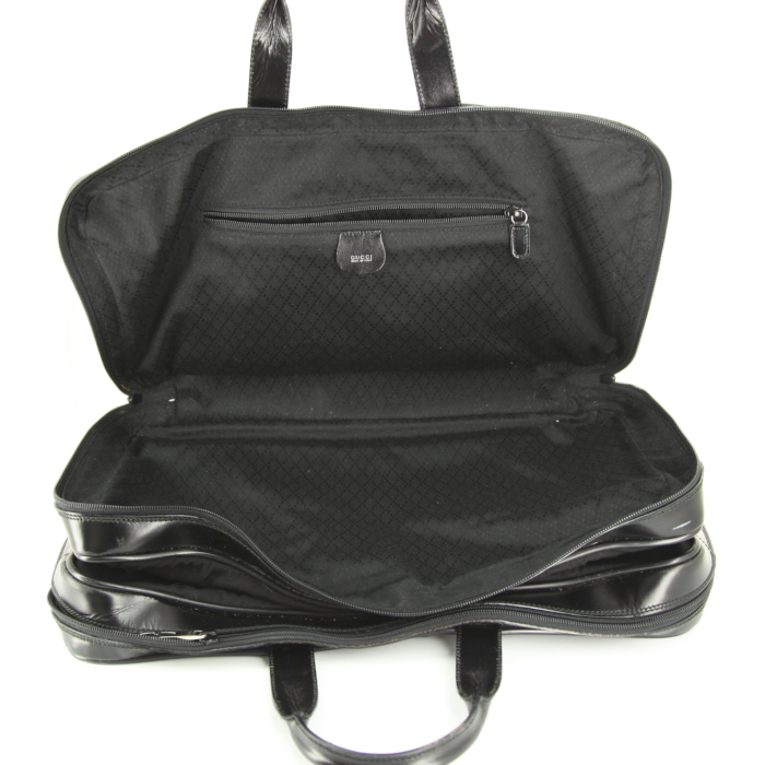 Sac de voyage Gucci Gucci Bagage en toile noire et cuir vernis noir - Detail D2