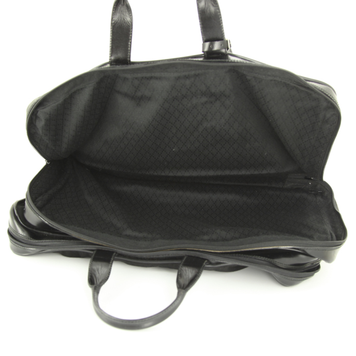 Sac de voyage Gucci Gucci Bagage en toile noire et cuir vernis noir - Detail D2