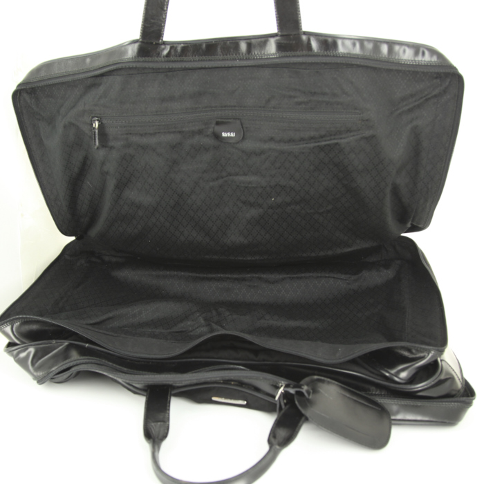 Gucci Gucci Bagage medium model travel bag in black canvas and black patent leather - Detail D2