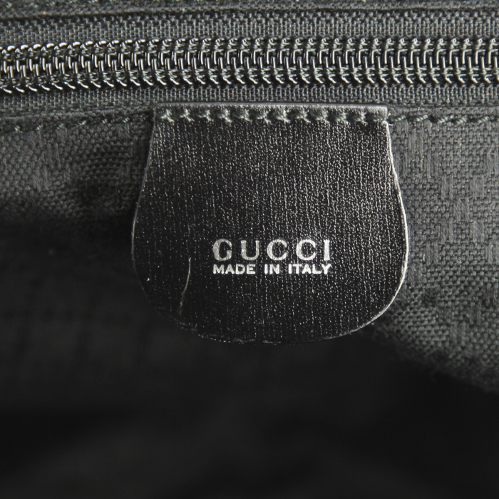 Borsa da viaggio Gucci Bagage modello medio in tela nera e pelle verniciata nera - Detail D3