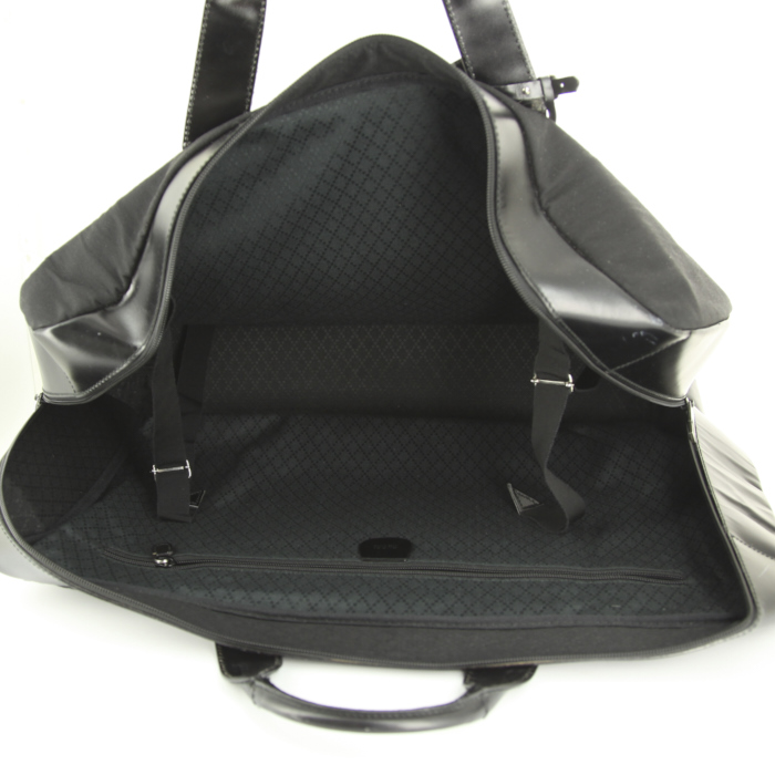 Sac de voyage Gucci Gucci Bagage en toile noire et cuir vernis noir - Detail D2