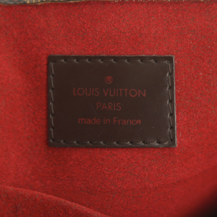 Bolso Cabás Louis Vuitton en lona a cuadros ébano y cuero marrón - Detail D3