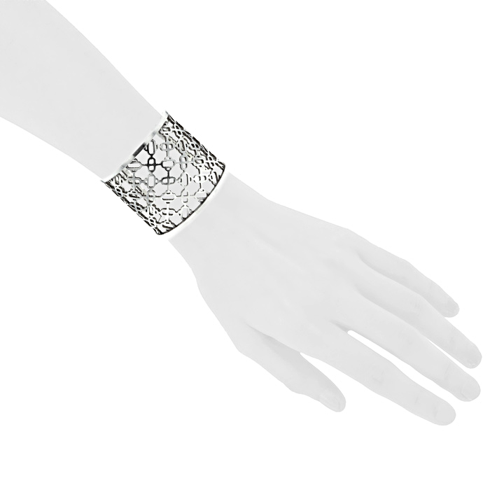 Bracelet manchette Hermes Chaîne d'ancre Passerelle en argent - Detail D1