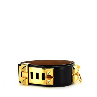 Ceinture Hermes Médor en cuir box noir