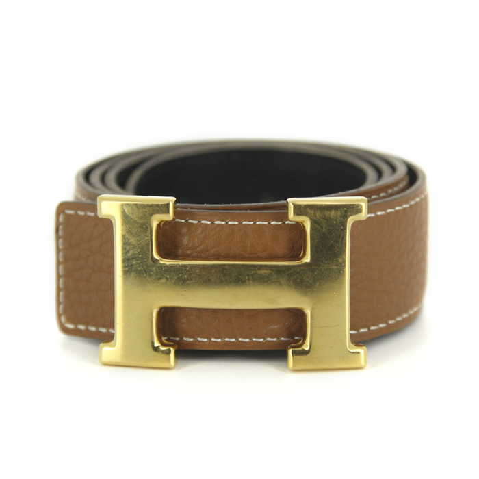 Hermes belt in black box leather - Detail D1
