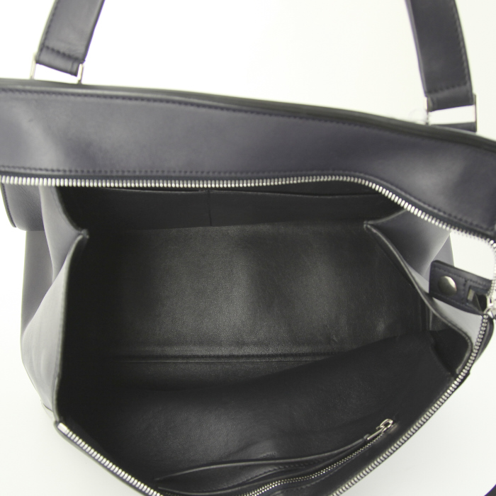Borsa Edge in pelle martellata bicolore grigia e blu - Detail D2