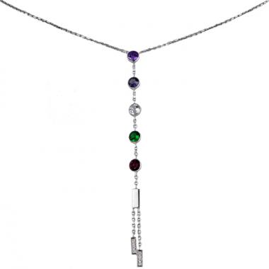 Collar Chaumet Amour en oro blanco,  piedras de colores y diamantes