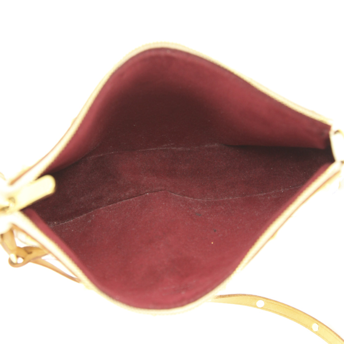 Pochette Louis Vuitton Pochette accessoires in tela monogram multicolore bianca e pelle naturale - Detail D2