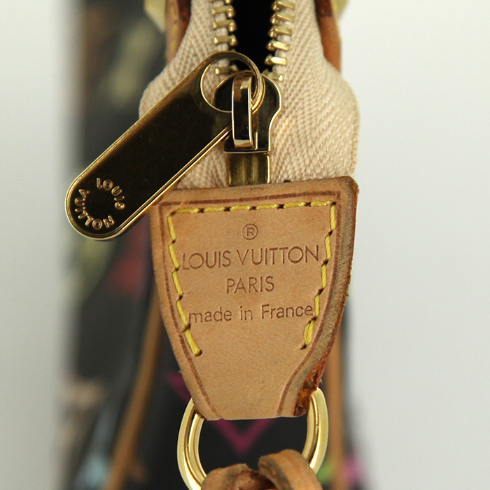 Pochette Louis Vuitton Pochette accessoires in tela monogram multicolore nera e pelle naturale - Detail D3