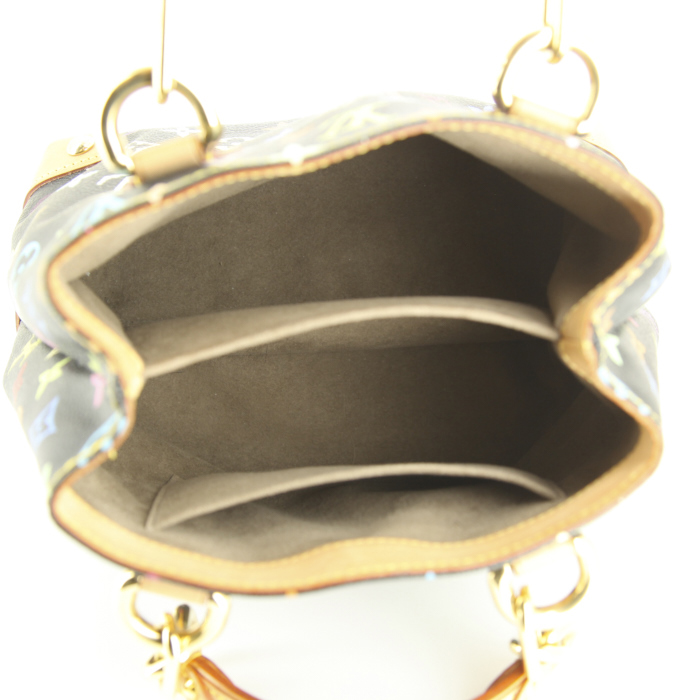 Bolso de mano Louis Vuitton Louis Vuitton Editions Limitées en lona Monogram multicolor negra y cuero natural - Detail D2