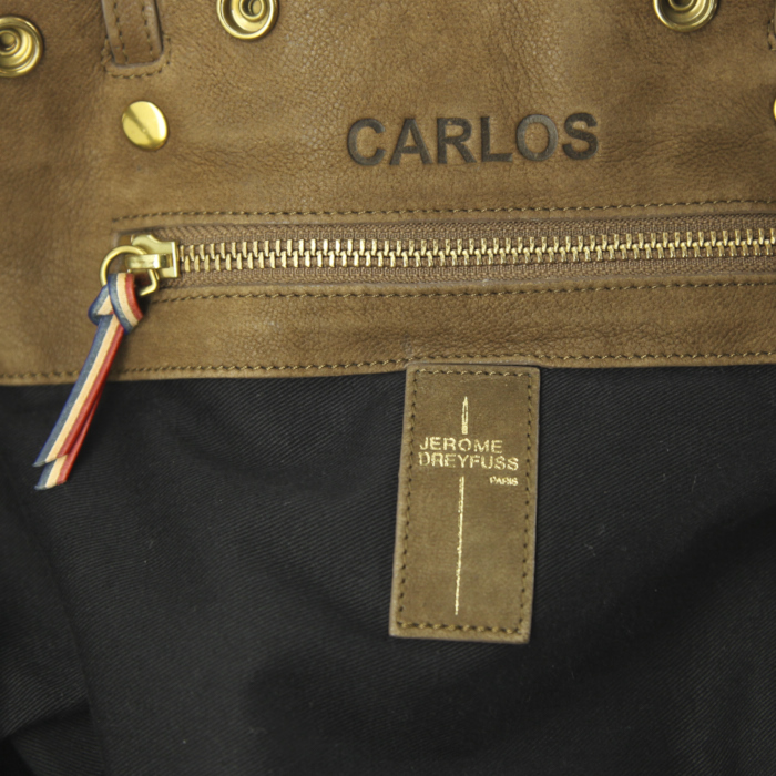 Sac à main Jerome Dreyfuss Carlos en daim marron - Detail D4