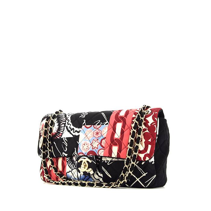 Chanel Timeless Maxi Jumbo handbag in black, pink, off-white and brick red multicolor quilted canvas