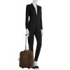 Prada suitcase in brown leather saffiano - Detail D1 thumbnail