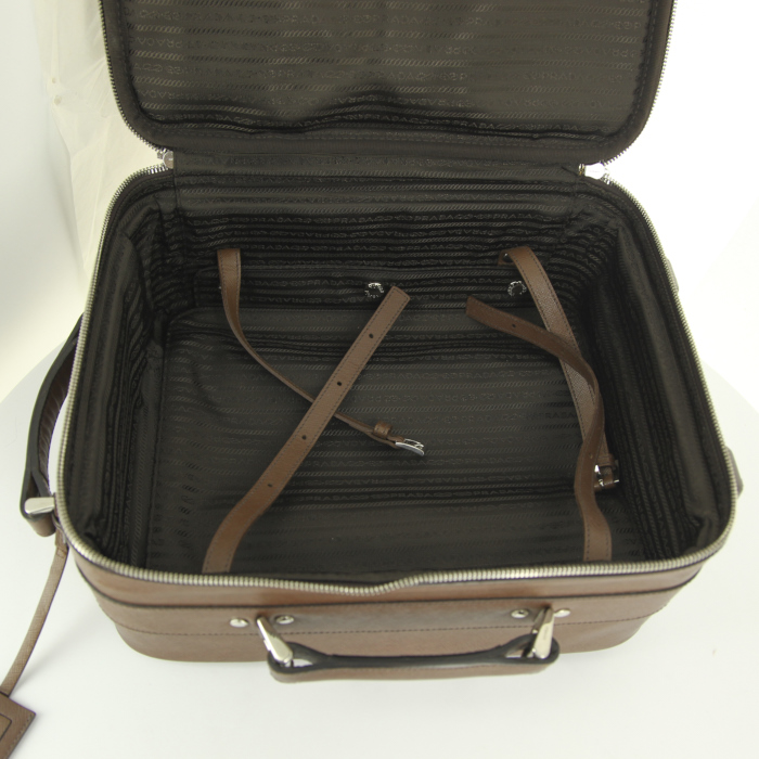 Prada suitcase in brown leather saffiano - Detail D2
