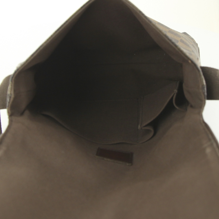 Louis Vuitton Brooklyn small model shoulder bag in chocolate brown and dark brown damier canvas - Detail D2
