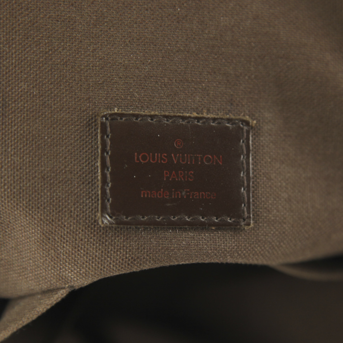 Borsa a tracolla Louis Vuitton Brooklyn modello piccolo in tela cerata con motivo a scacchi marrone cioccolato e marrone scuro - Detail D3