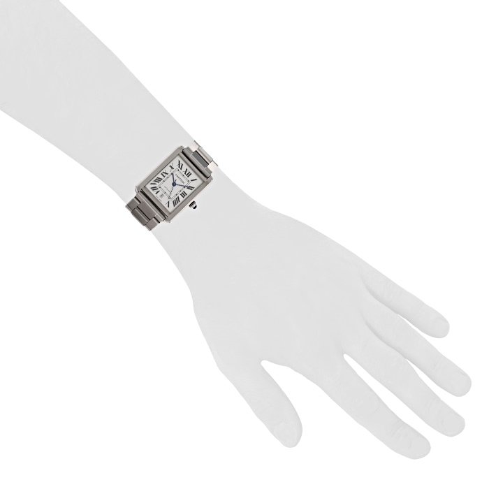 Reloj Cartier Tank Solo de acero Ref : 3515 Circa 2010 - Detail D1