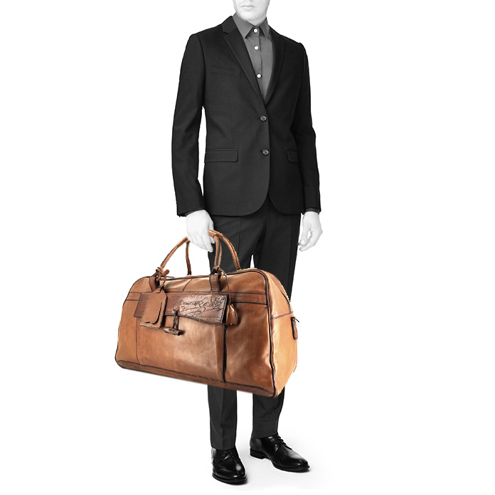 Berluti Bel ami travel bag in brown leather - Detail D1