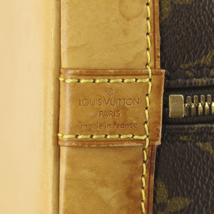 Sac à main Louis Vuitton Alma en toile monogram et cuir naturel - Detail D3