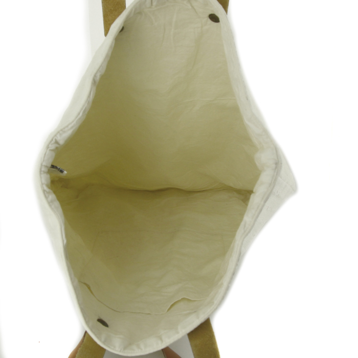 Hermes Amedaba Diago shopping bag in beige canvas and brown leather - Detail D2