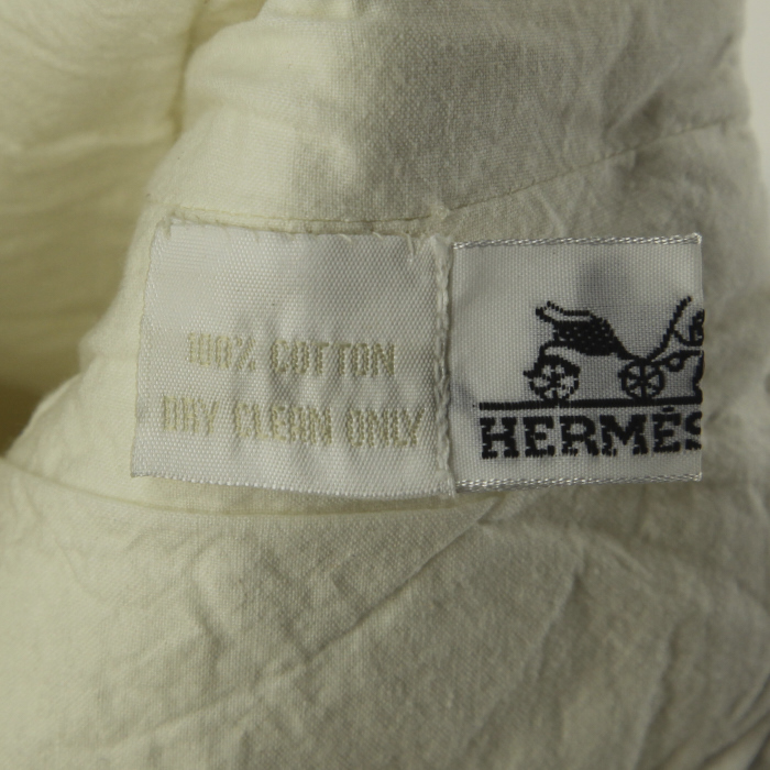 Sac cabas Hermes Amedaba Diago en toile beige et cuir marron - Detail D3