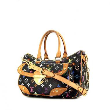 Bolso de mano Louis Vuitton Rita en lona Monogram revestida multicolor negra y cuero natural