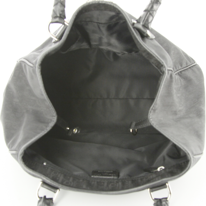 Sac à main Dior en toile noire et cuir noir - Detail D2