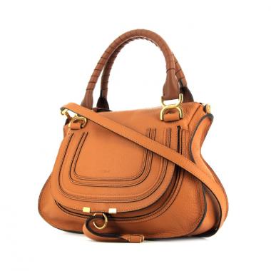 Chloé Marcie medium model handbag in brown and dark brown bicolor leather