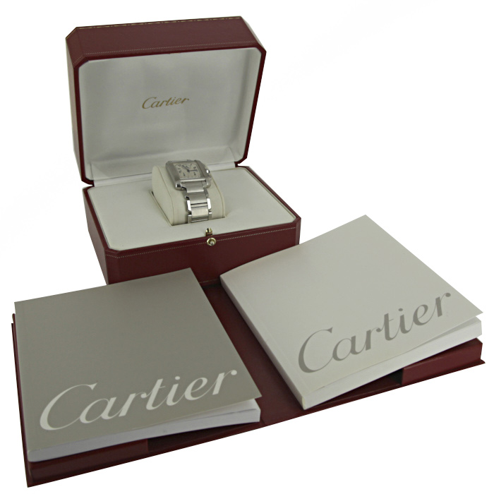 Cartier Tank Française Chrono watch in stainless steel Ref:  2303 Circa  1990 - Detail D2