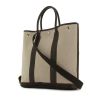 Hermes Garden handbag in beige canvas and brown leather - 00pp thumbnail